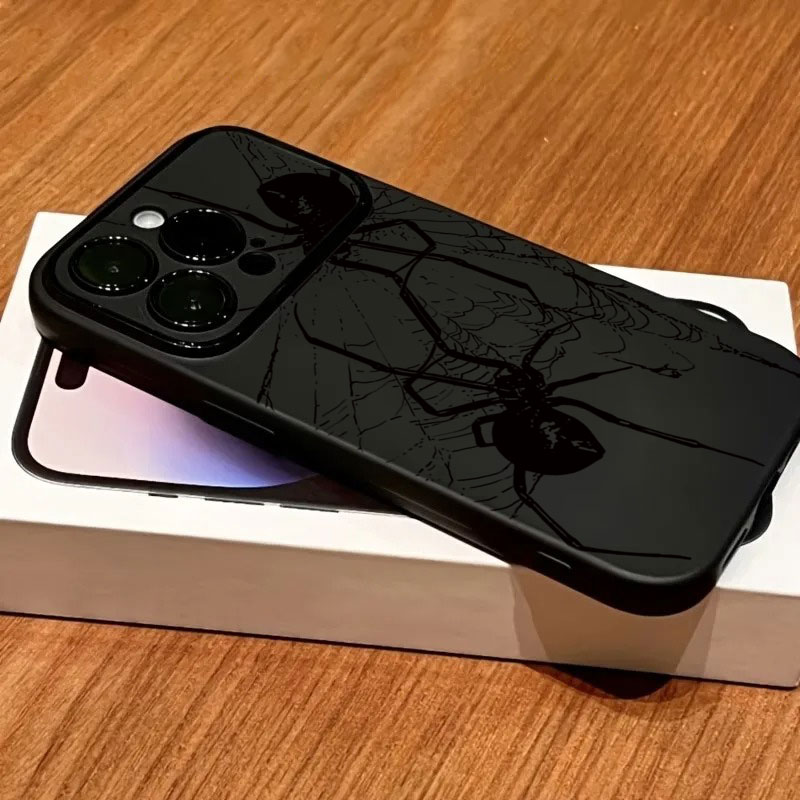 Phone Accessories To Sell - Havalı Siyah Örümcek Desenli Telefon Kılıfı